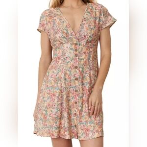 Marine Layer Camila Floral Mini Dress In Superbloom Size L Button Front  Spring